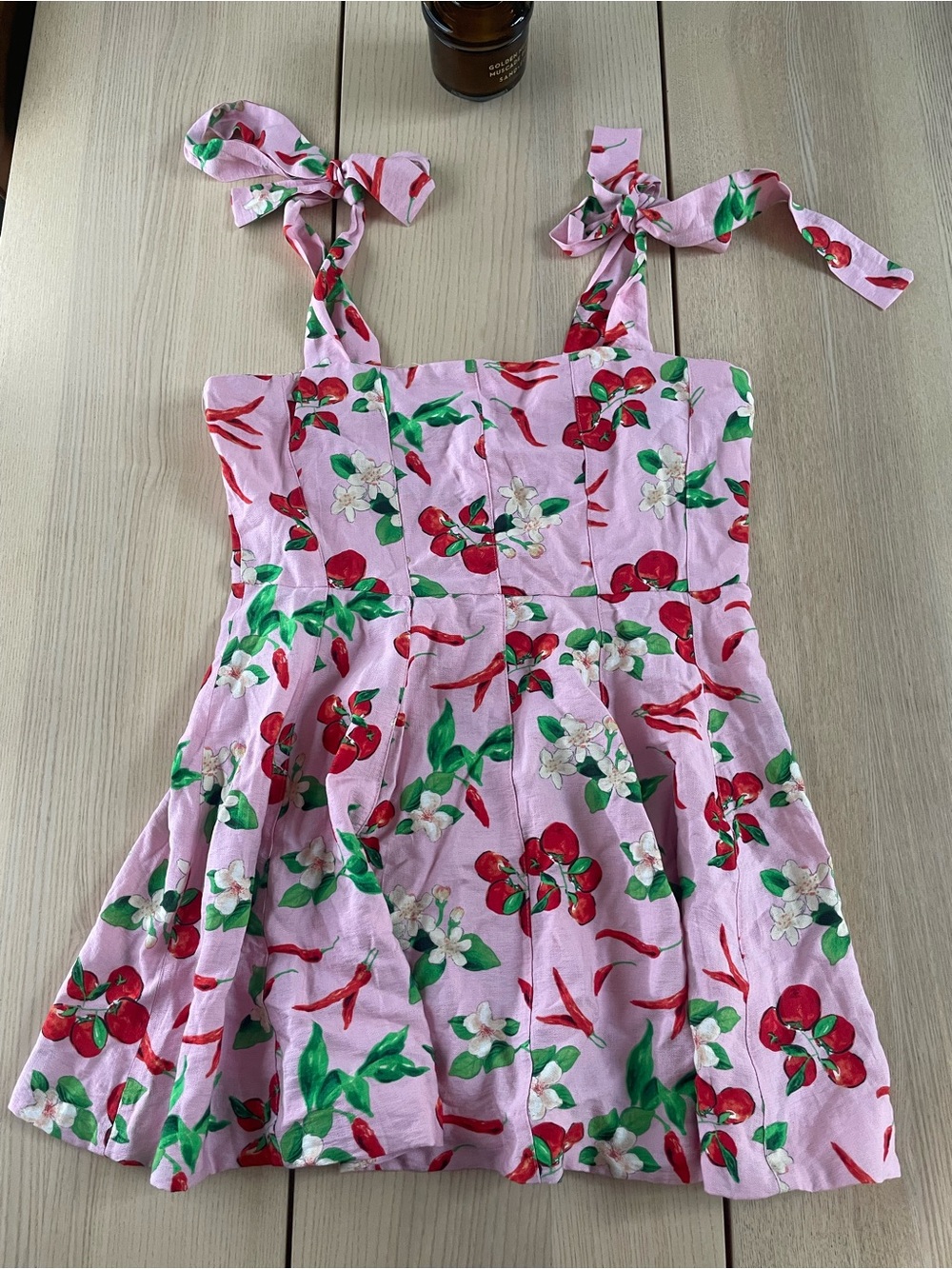 Zara Cherry Pepper Print Mini Dress Xl ladies Floral Tie-Shoulder Sundress Xl